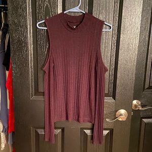 American Eagle Burgundy Cold Shoulder top